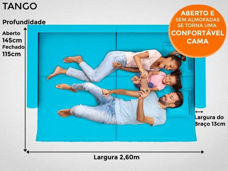Sofá Tango 2,60M Sem Caixa, Retrátil e Reclinável Velosuede Turquesa - Netsofás - 9