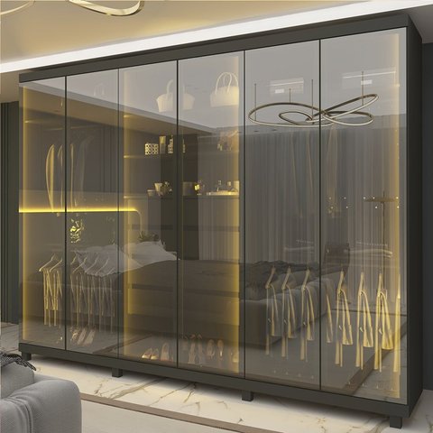 Guarda-roupas Casal 6 Portas com 6 Portas Reflecta com Pés e Led Absolut New Reflecta 100% MDF