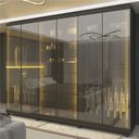 Ver imagem 1 de Guarda-Roupas Casal 6 Portas com 6 Portas Reflecta com Pés e LED Absolut New Reflecta 100% MDF Cinza/Grafite