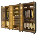 Ver mais imagens de Guarda-Roupas Casal 6 Portas com 6 Portas Reflecta com Pés e LED Absolut New Reflecta 100% MDF Cinza/Grafite