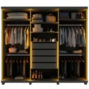 Ver imagem 2 de Guarda-Roupas Casal 6 Portas com 6 Portas Reflecta com Pés e LED Absolut New Reflecta 100% MDF Cinza/Grafite