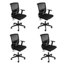 Ver imagem 1 de Kit 4 Cadeiras Escritório Diretor Ergonômico NR17 Tela Mesh Tóquio 3329 Preto