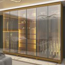 Ver imagem 1 de Guarda-Roupas Casal 6 Portas com 6 Portas Reflecta com Pés e LED Absolut New Reflecta 100% MDF Marrom/Marrome