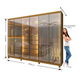 Guarda-roupas Casal 6 Portas com 6 Portas Reflecta com Pés e Led Absolut New Reflecta 100% MDF - 5