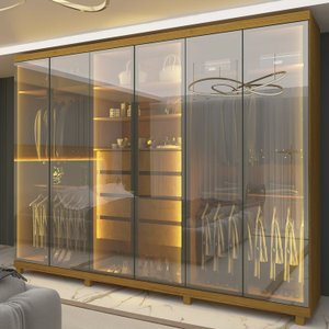 Guarda-roupas Casal 6 Portas com 6 Portas Reflecta com Pés e Led Absolut New Reflecta 100% MDF