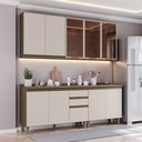 Ver imagem 1 de Cozinha Compacta 4 Peças 100% MDF com Aéreo de Vidro Reflecta e Tampo Duna/Cristal Connect 
