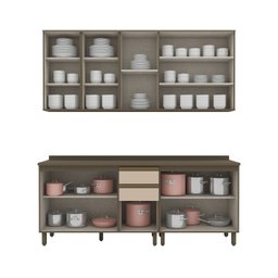 Cozinha Compacta 4 Peças com Aéreo de Vidro Reflecta 100% Mdf - 3