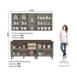 Cozinha Compacta 4 Peças com Aéreo de Vidro Reflecta 100% Mdf - 2
