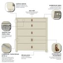 Ver imagem 5 de Ilha 5 Gavetas com Pés Innova Funcionalidade e Elegância 100% MDF Branco/Off White
