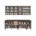 Ver imagem 3 de Cozinha Compacta Modulada 5 Peças com Aéreo de Vidro Reflecta 100% MDF Bege/Duna/Cristal