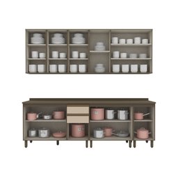 Cozinha Compacta 5 Peças com Aéreo de Vidro Reflecta 100% Mdf - 3