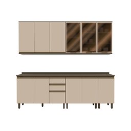 Cozinha Compacta 5 Peças com Aéreo de Vidro Reflecta 100% Mdf - 4