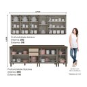 Ver imagem 2 de Cozinha Compacta Modulada 5 Peças com Aéreo de Vidro Reflecta 100% MDF Bege/Duna/Cristal