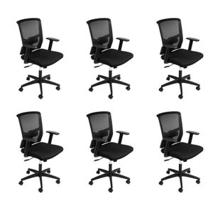 Kit 6 Cadeiras Escritório Diretor Ergonômico Nr17 Tela Mesh Tóquio 3329
