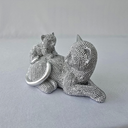 Ver imagem 7 de Estátua Decorativa Gato com Filhote - Resina Prata - 13cm