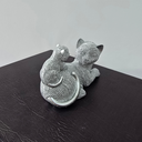 Ver imagem 5 de Estátua Decorativa Gato com Filhote - Resina Prata - 13cm