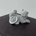 Ver imagem 3 de Estátua Decorativa Gato com Filhote - Resina Prata - 13cm