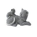 Ver imagem 1 de Estátua Decorativa Gato com Filhote - Resina Prata - 13cm