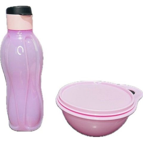 Tupperware Kit 2 Peças Pote Mini Criativa e Garrafa Rosa
