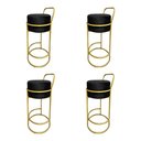 Ver imagem 1 de Kit 4 Banquetas Alta Redonda Base Dourada Veludo - Preto