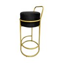 Ver imagem 2 de Kit 4 Banquetas Alta Redonda Base Dourada Veludo - Preto
