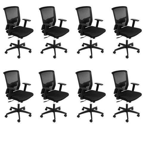 Kit 8 Cadeiras Escritório Diretor Ergonômico NR17 Tela Mesh Tóquio 3329 Preto