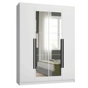 Ver imagem 2 de Guarda-Roupa Solteiro 4 Portas Batentes com Espelho Branco/Branco/Preto Saturno Madesa