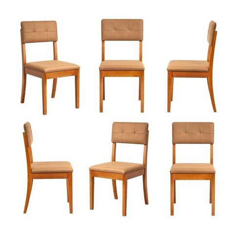 Kit 6 Cadeiras Estofadas Tiê CabeCasa MadeiraOriginals
