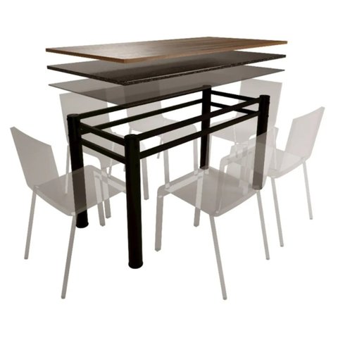 Base Retangular para Mesa Jantar Preto 1.20mt Refcv01