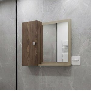 Armario Espelheira com Nicho Flex Genova Cor Fendi/carvalho Starrose