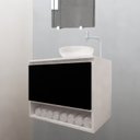 Ver imagem 2 de Gabinete Armário para Banheiro com Pia Cuba 60cm Balcão Suspenso