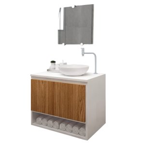 Gabinete Armário para Banheiro com Pia Cuba 60cm Balcão Suspenso