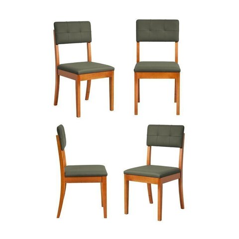 Kit 4 Cadeiras Estofadas Tiê CabeCasa MadeiraOriginals