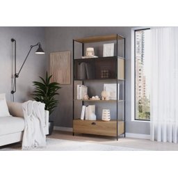 Estante Multiuso York Estilo Industrial 90cm 02 Portas 27913 Artesano - Hanover/preto - 1