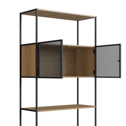Estante Multiuso York Estilo Industrial 90cm 02 Portas 27913 Artesano - Hanover/preto - 5