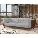 Ver imagem 2 de Sofá 3 Lugares 240cm Coin Pu Marrom | Linho Cinza Claro - Sallar Home