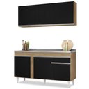 Ver imagem 1 de Armário Aéreo Argélia e Balcão Gabinete com Pia Inox 150cm Dakota Castanho/Preto - Lumil