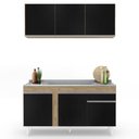 Ver imagem 7 de Armário Aéreo Argélia e Balcão Gabinete com Pia Inox 150cm Dakota Castanho/Preto - Lumil