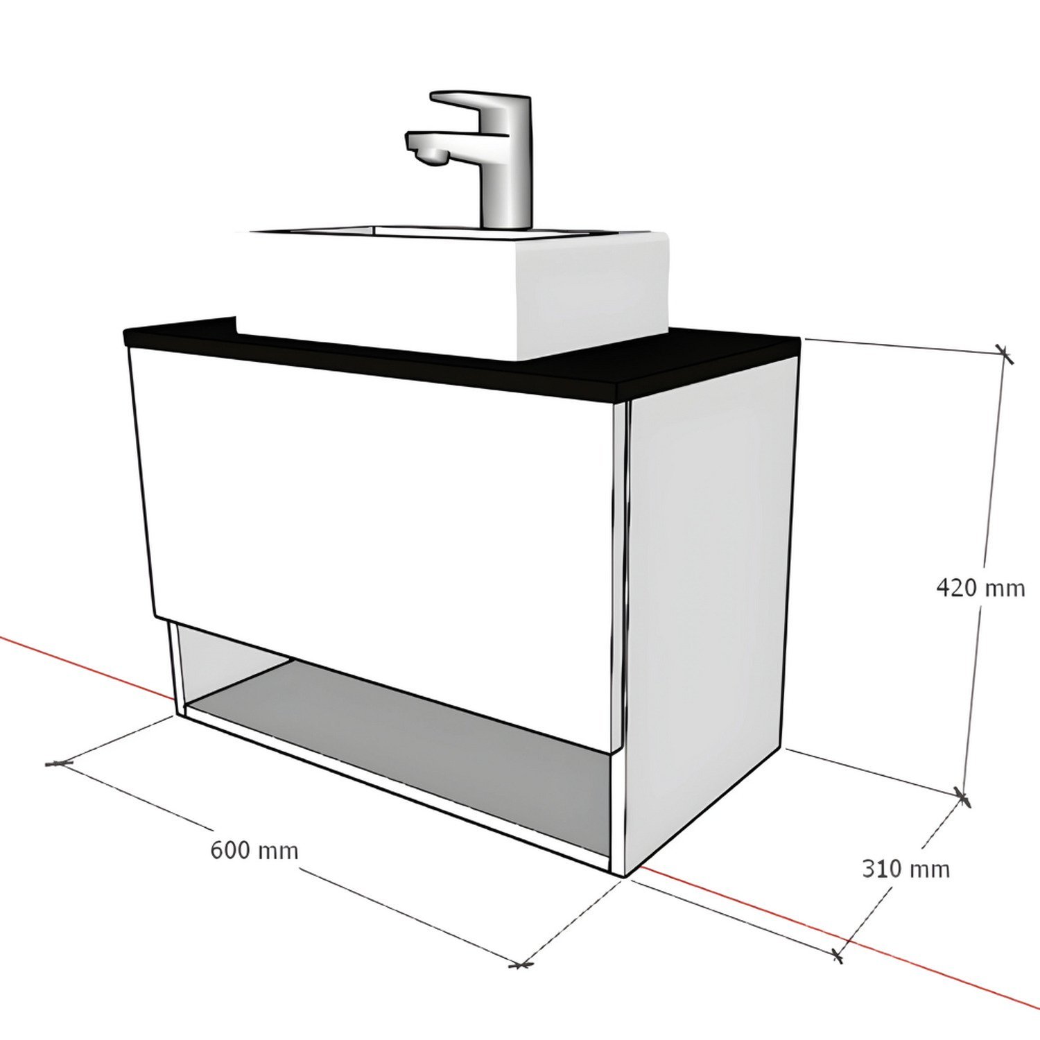 Gabinete Armário para Banheiro com Pia Cuba e Espelho 60cm Balcão Suspenso - 7