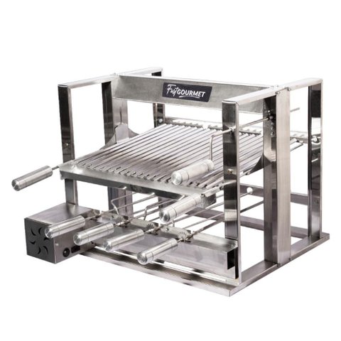 Churrasqueira Elevatória Fast Gourmet com Kit Giratório Elétrico, 4 Espetos e Grelha Parrilha