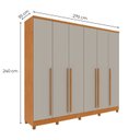 Ver imagem 4 de Guarda Roupa Casal 6 Portas 8 Gavetas com Pés e Puxador MDF Yescasa Cinamomo/Off White