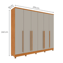 Ver imagem 4 de Guarda-Roupa Casal 6 Portas 8 Gavetas com Pés e Puxador MDF Yescasa Cinamomo/Off White Portugal