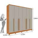 Ver imagem 5 de Guarda-Roupa Casal 6 Portas 8 Gavetas com Pés e Puxador MDF Yescasa Cinamomo/Off White Portugal