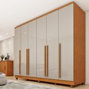 Ver imagem 1 de Guarda-Roupa Casal 6 Portas 8 Gavetas com Pés e Puxador MDF Yescasa Cinamomo/Off White Portugal