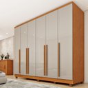 Ver imagem 1 de Guarda Roupa Casal 6 Portas 8 Gavetas com Pés e Puxador MDF Yescasa Cinamomo/Off White
