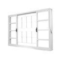 Ver imagem 4 de Kit com 2 Janelas de Aço de Correr 100x120cm 4 Folhas com Grade e Vidro Branca MGM