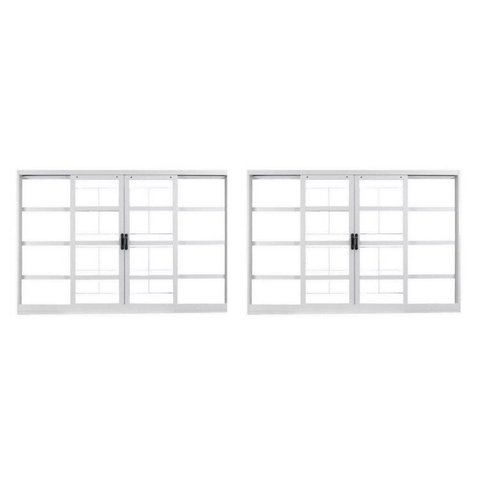 Kit com 2 Janelas de Aço de Correr 100x120cm 4 Folhas com Grade MGM Branco