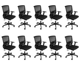 Kit 10 Cadeiras Escritório Diretor Ergonômico Nr17 Tela Mesh Tóquio 3329 - 1
