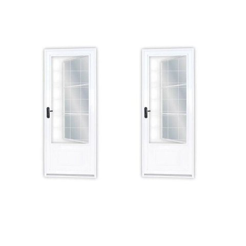 Kit com 2 Portas de Aço Postigo 215x85cm com Grade Quadrada Minas Sul MGM Branco