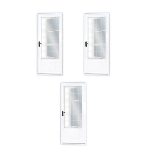 Kit com 3 Portas de Aço Postigo 215x85cm com Grade Quadrada Minas Sul MGM Branco